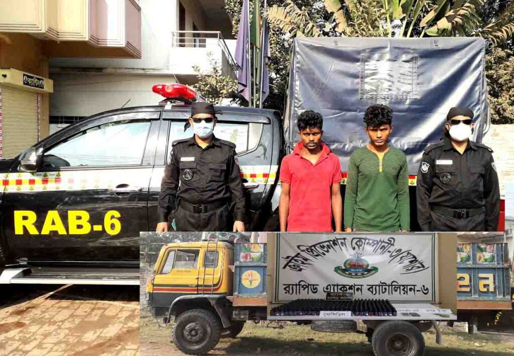 যশোর র্যাবের অভিযানে ৪৫০ বোতল ফেন্সিডিল সহ দুই মাদক ব্যবসায়ী গ্রেফতার